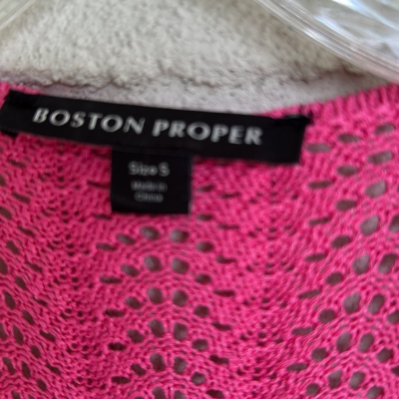 Boston Proper Crochet Surplice A-Line Dress & Slip Shocking Pink Size Small - Picture 3 of 15